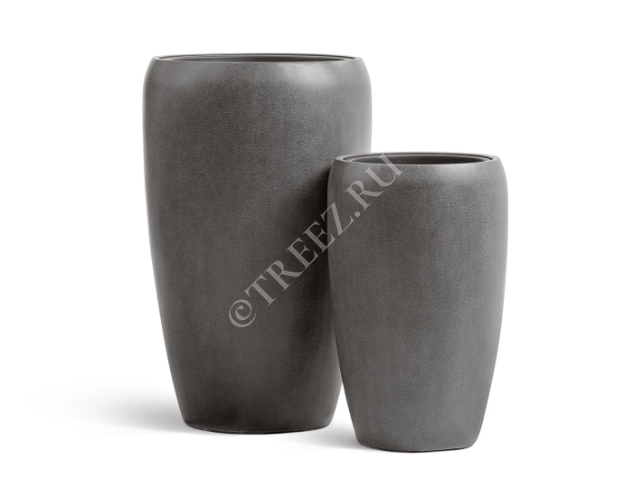 Кашпо TREEZ Effectory - Beton - Высокий округлый конус - Тёмно-серый бетон фото