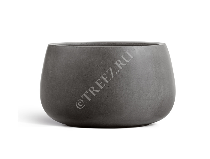 Кашпо TREEZ Effectory - Beton - Низкая Design-чаша - Тёмно-серый бетон фото
