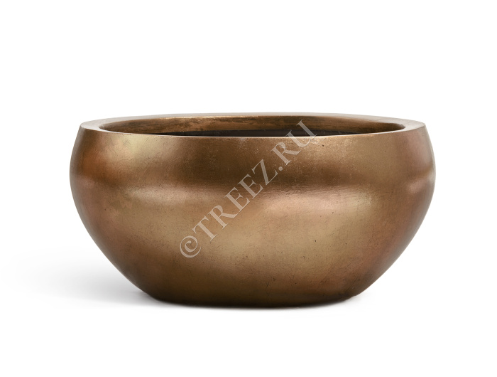 Кашпо TREEZ Effectory - Metal - Низкая полусфера - Тёмное матовое золото фото