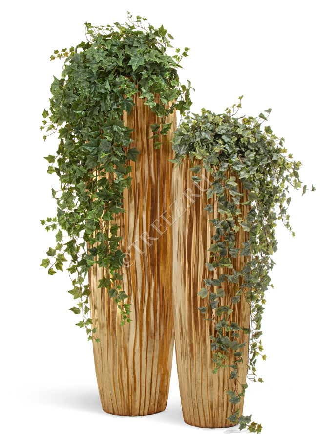 Кашпо TREEZ Effectory - Metal - Высокий конус Giant Design Wave - Сусальное золото фото