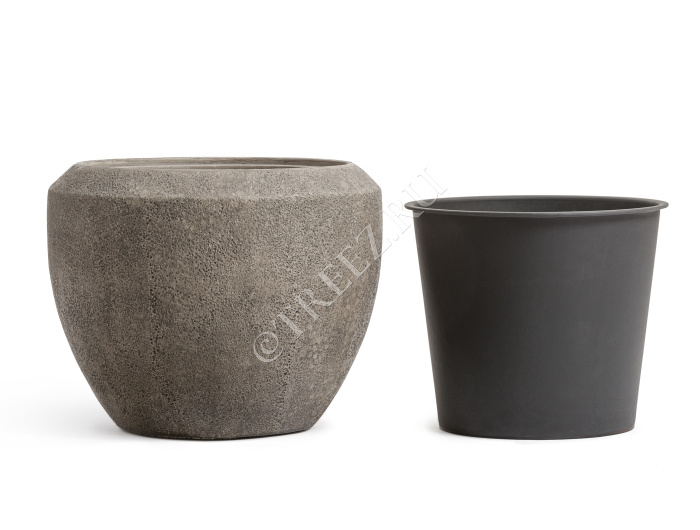 Кашпо TREEZ Effectory - Volcano - Чаша Design - Серо-коричневый туф фото