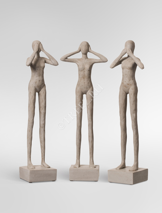 Скульптура TREEZ Effectory - Philosopher's Stone - Триптих "Недеяние зла" - Белый песок фото