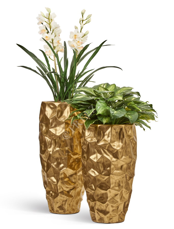 Сет № 39 - Орхидея в кашпо Treez Effectory Metal Design Crumple Сусальное золото фото