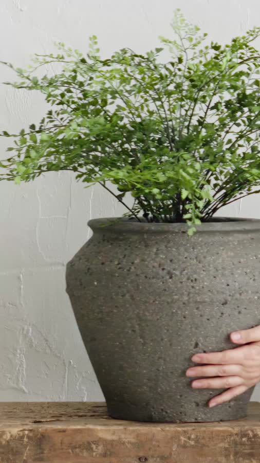 Кашпо TREEZ ERGO - Nero - Чаша-амфора - Чёрный туф фото